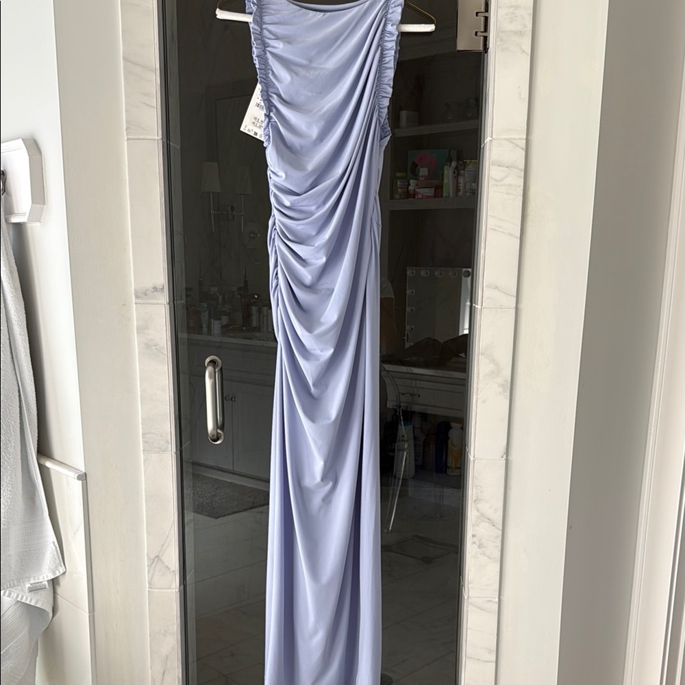 Elegant Lavender Ruched Gown